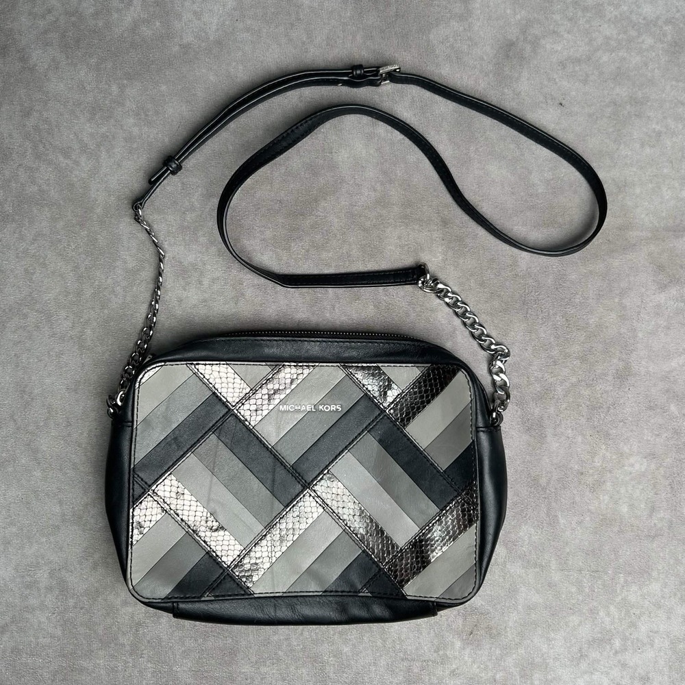 Michael Kors Marquetry Patchwork Black Crossbody